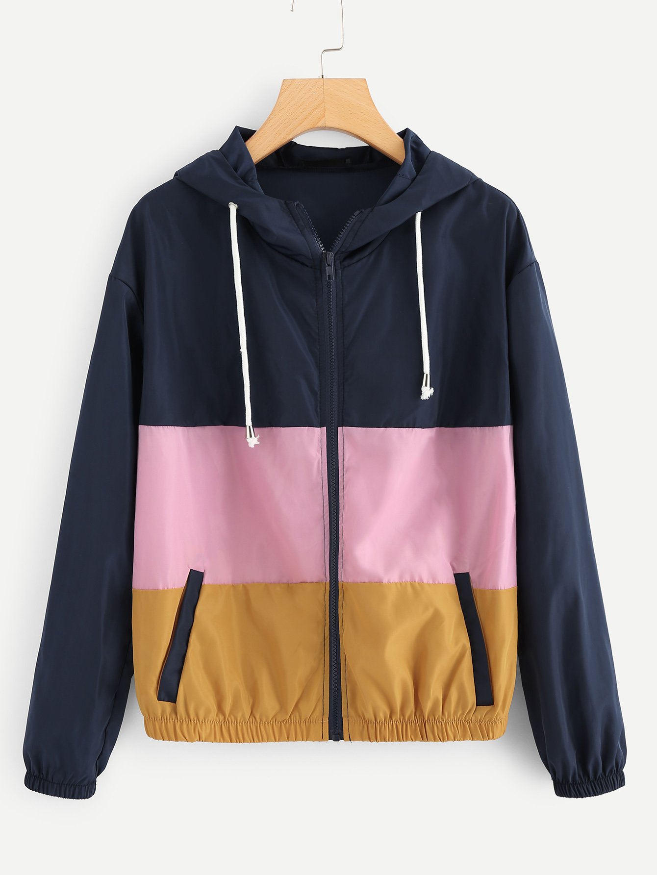 SHEIN Cazadora rompevientos con capucha con costura | Moda de Mujer | SHEIN  México