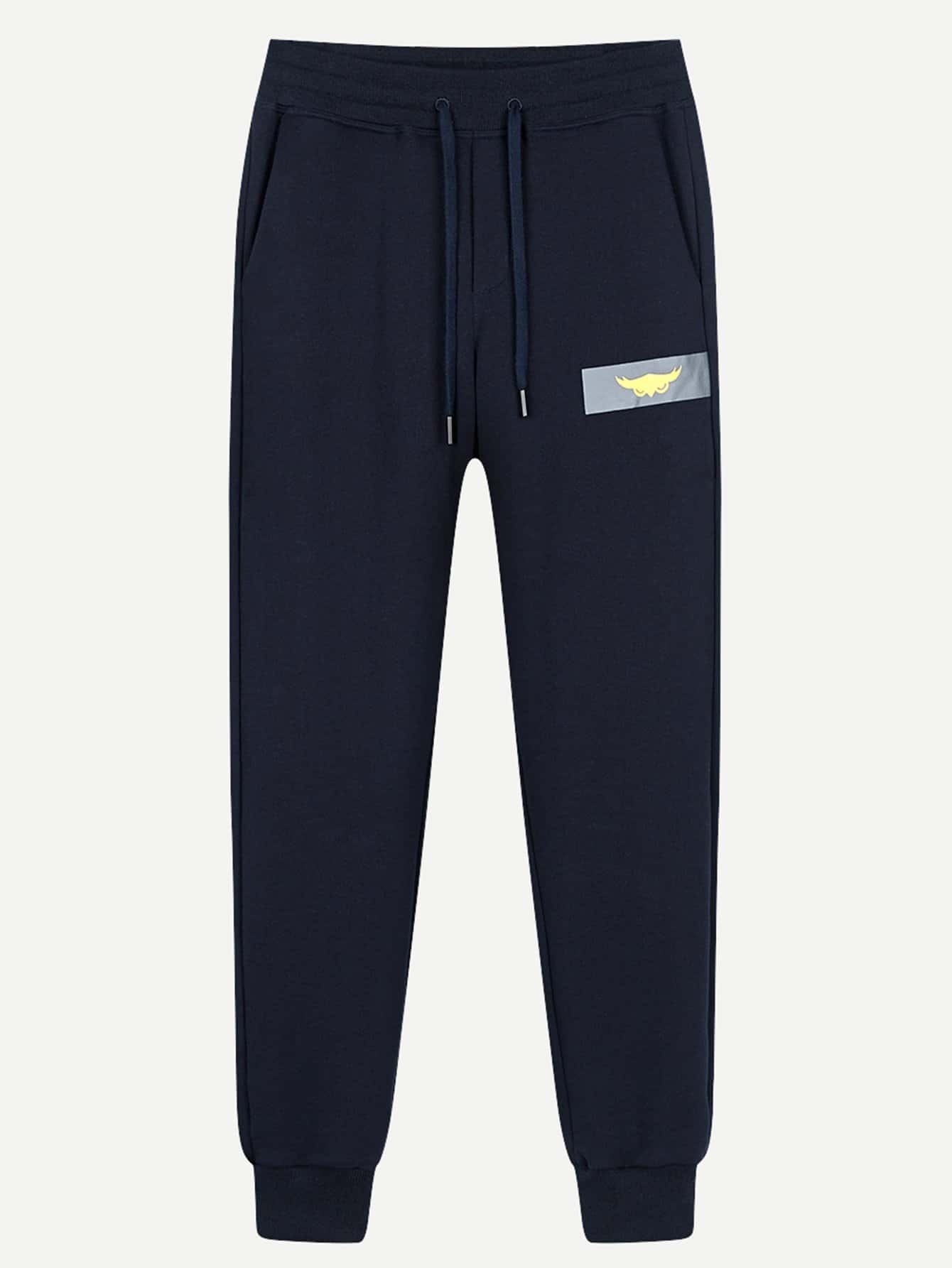 

Men Drawstring Waist Pants, Navy