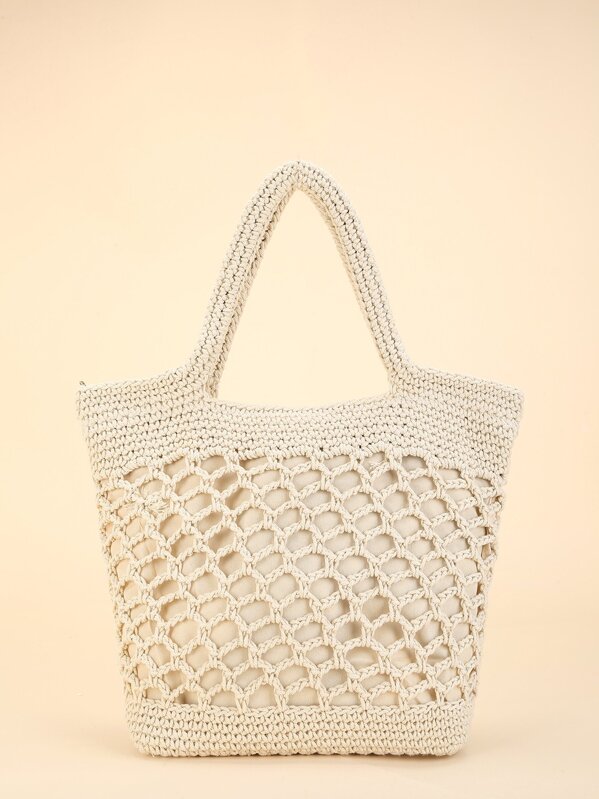 Cut Out Crochet Tote Bag