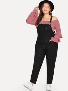 Plus Dual Pocket Denim Overalls