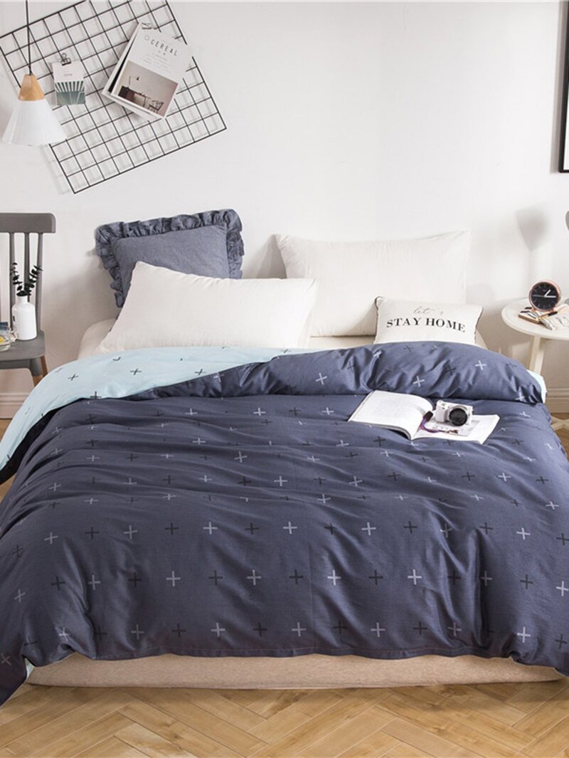 

Cross Print Duvet Cover 1 PC, Navy