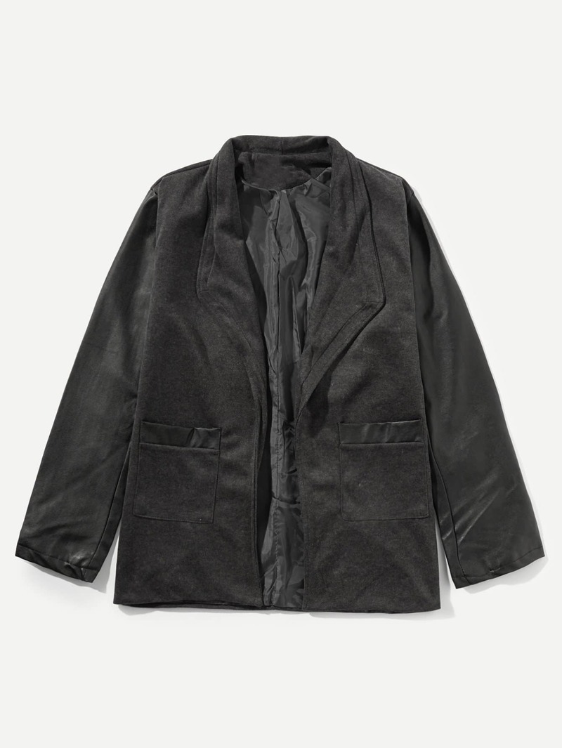 

Men Contrast Plain Coat, Grey