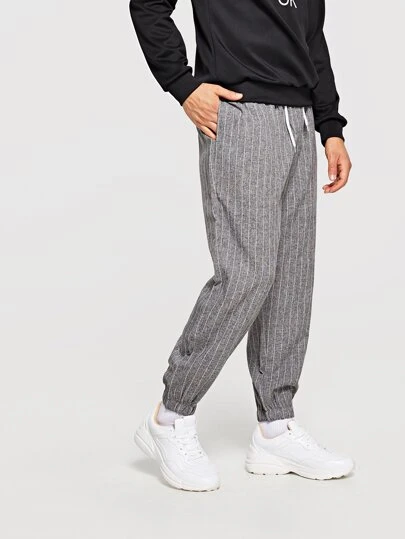 mens striped drawstring pants
