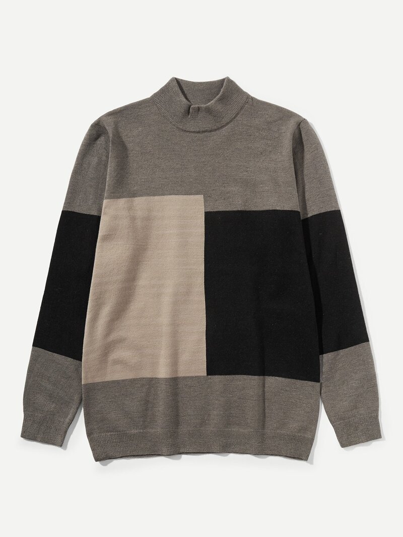 

Men Color Block Pattern Contrast Jumper, Multicolor