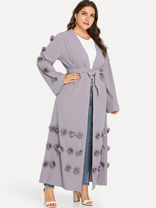Plus Stereo Flowers Self Tie Longline Kimono