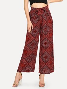 Self Tie Tribal Print Pants