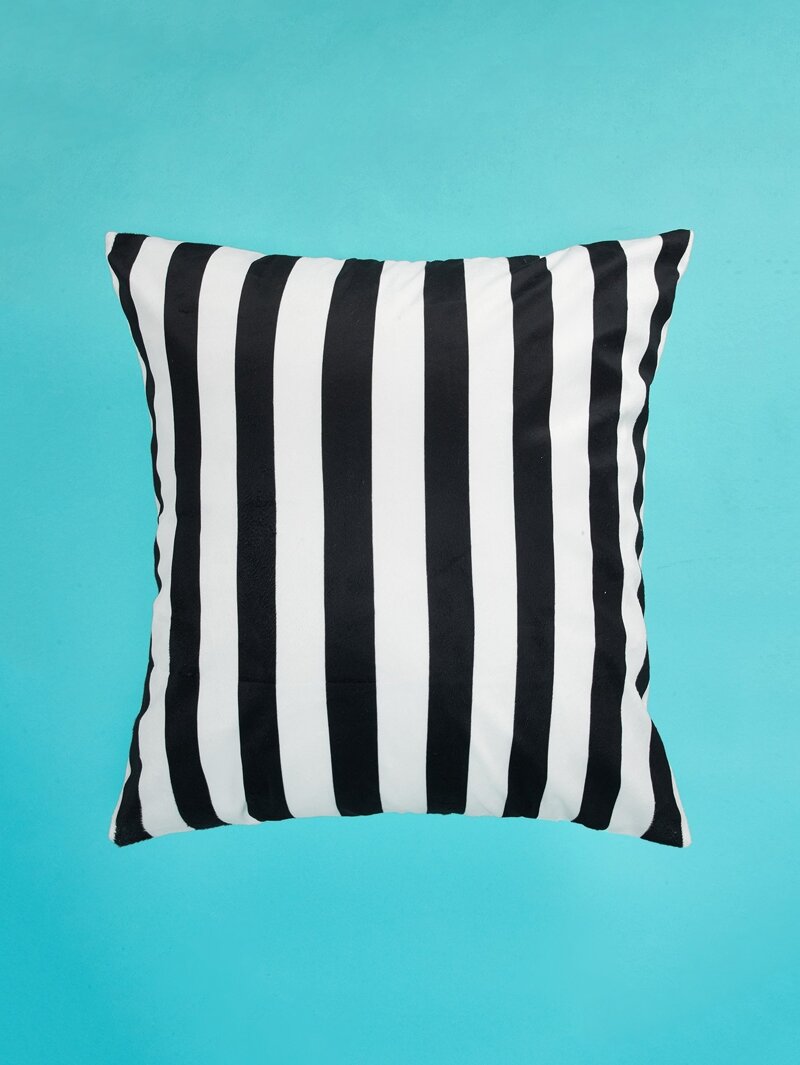 

Striped Print Pillowcase Cover 1PC, Black and white