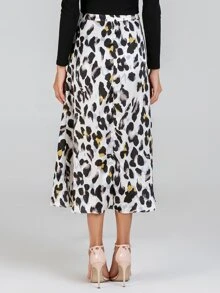 SHEIN Waist Knot Leopard Print Skirt - Multicolor - View 2
