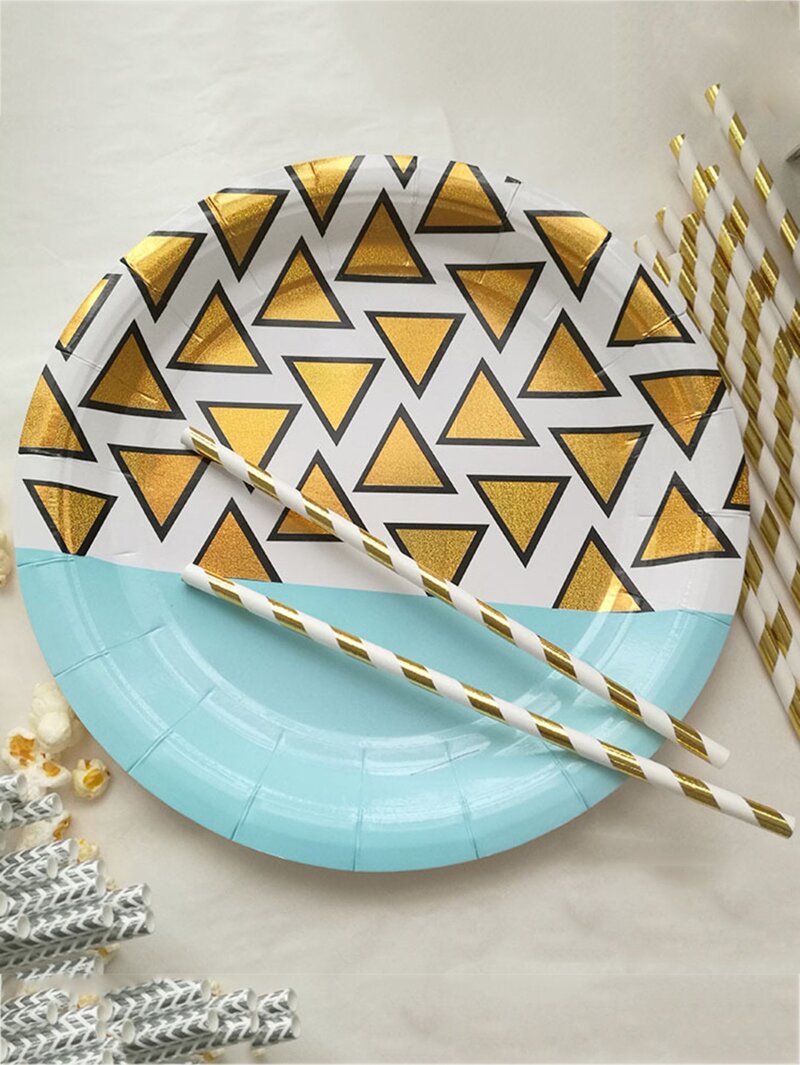 

Two Tone Design Plate 8pcs, Multicolor