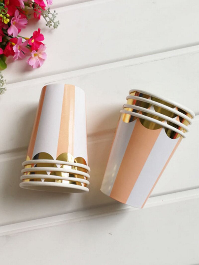 

Striped Pattern Paper Cup 8pcs, Multicolor