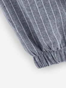 Striped Zip Up Jacket - Dusty Blue - View 3