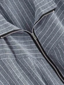 Striped Zip Up Jacket - Dusty Blue - View 4