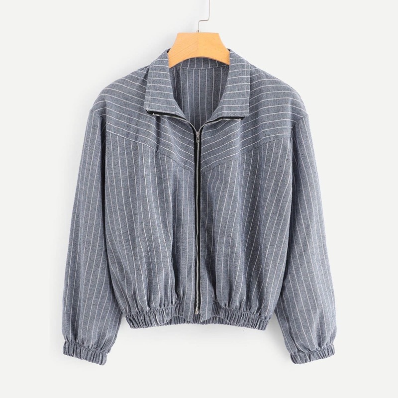 

Striped Zip Up Jacket, Blue