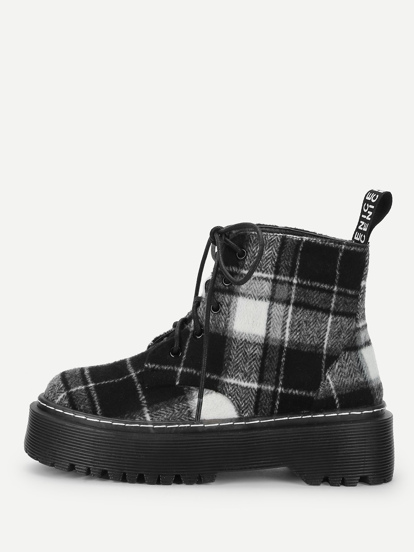 Plaid Lace-Up Boots