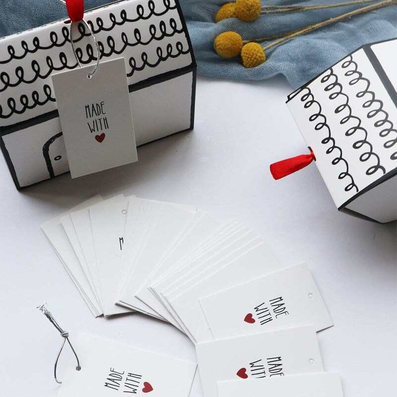 

Letter Print Paper Tag 50pcs, White