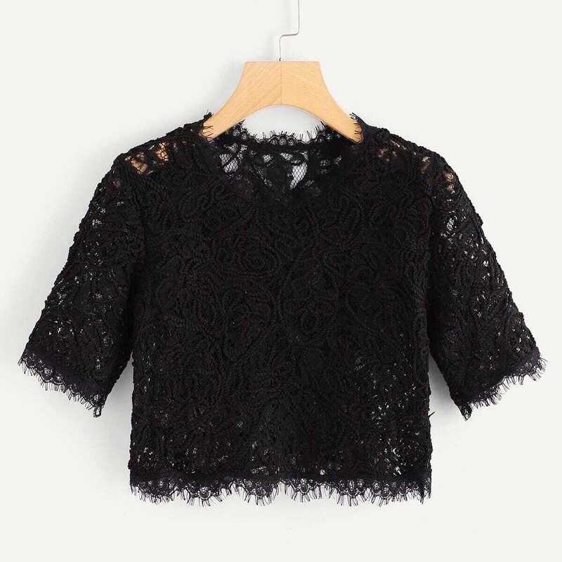 

Lace Crop Top, Black