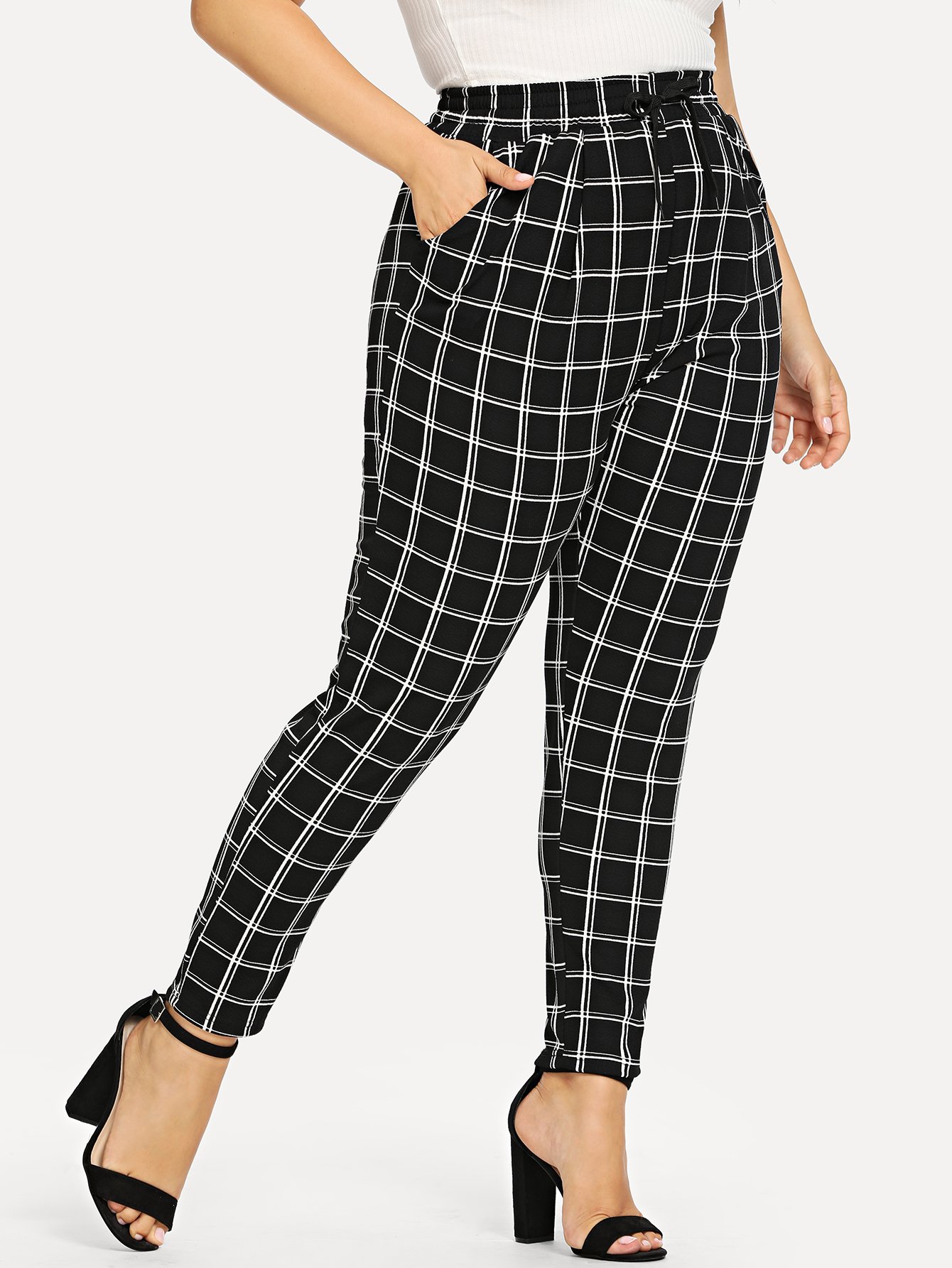 Pantalones de cuadros de talla grande | Mode de Mujer | SHEIN España