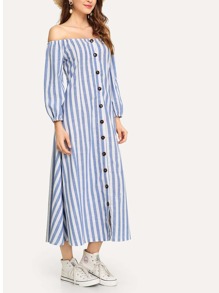 Single Breasted Striped Dress
