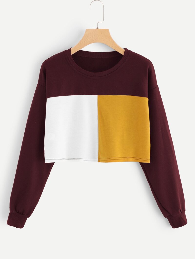 

Color Block Crop Sweatshirt, Multicolor