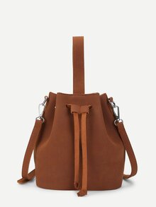 Drawstring Detail Bucket Bag With Handle