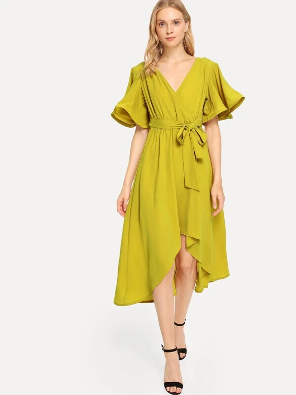 shein surplice wrap solid dress