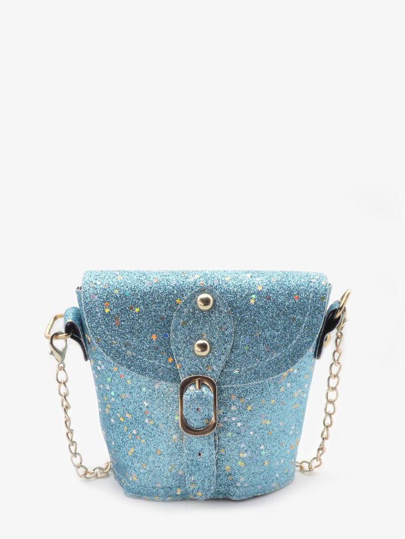 

Girls Eyelet Buckle Chain Bag, Blue