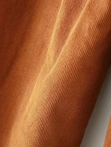 Solid Corduroy Wide Leg Trousers - Rust Brown - View 5