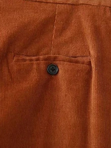 Solid Corduroy Wide Leg Trousers - Rust Brown - View 4