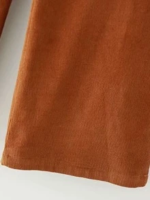 Solid Corduroy Wide Leg Trousers - Rust Brown - View 6
