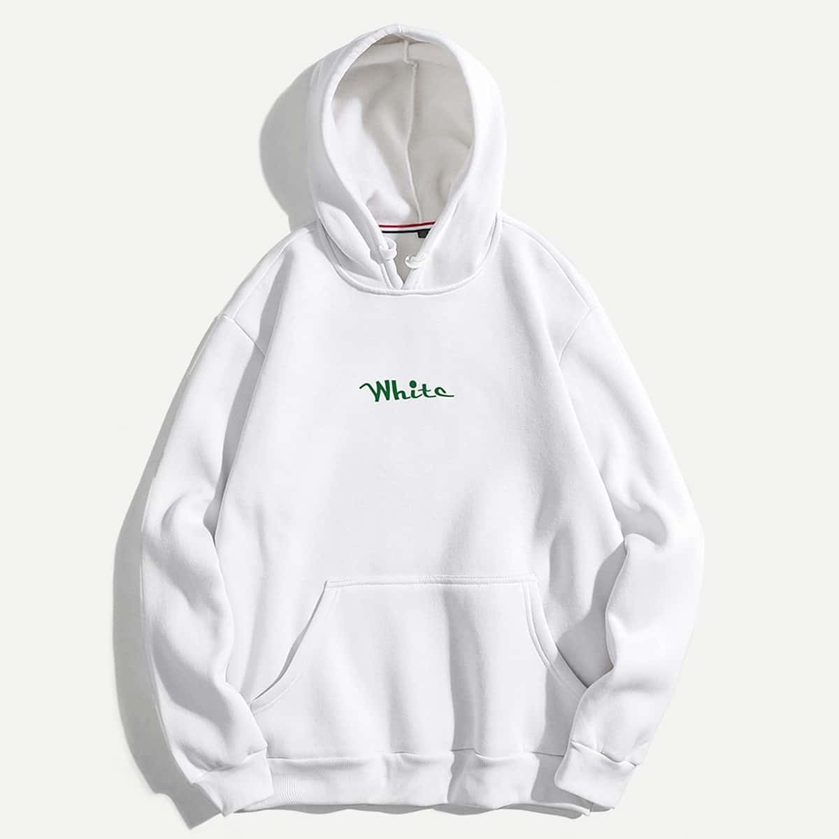 

Guys Letter Print Hooded Sweatshirt, White