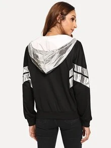 休閒連帽T外套黑色夾克 - 黑色 - 查看 2