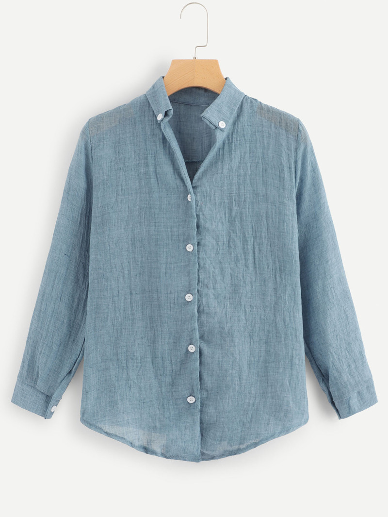 

Single Breasted Solid Blouse, Blue