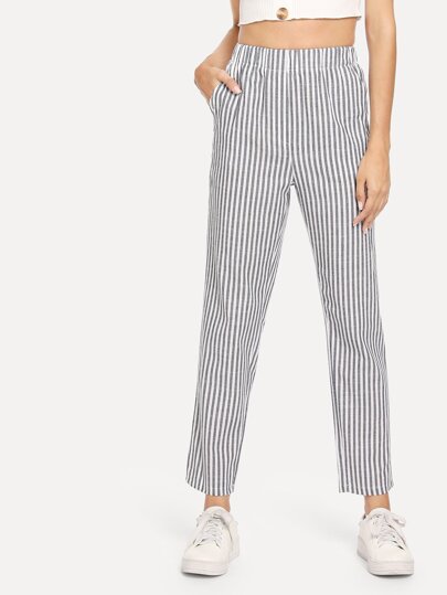 Elastic Waist Striped Pants pictures