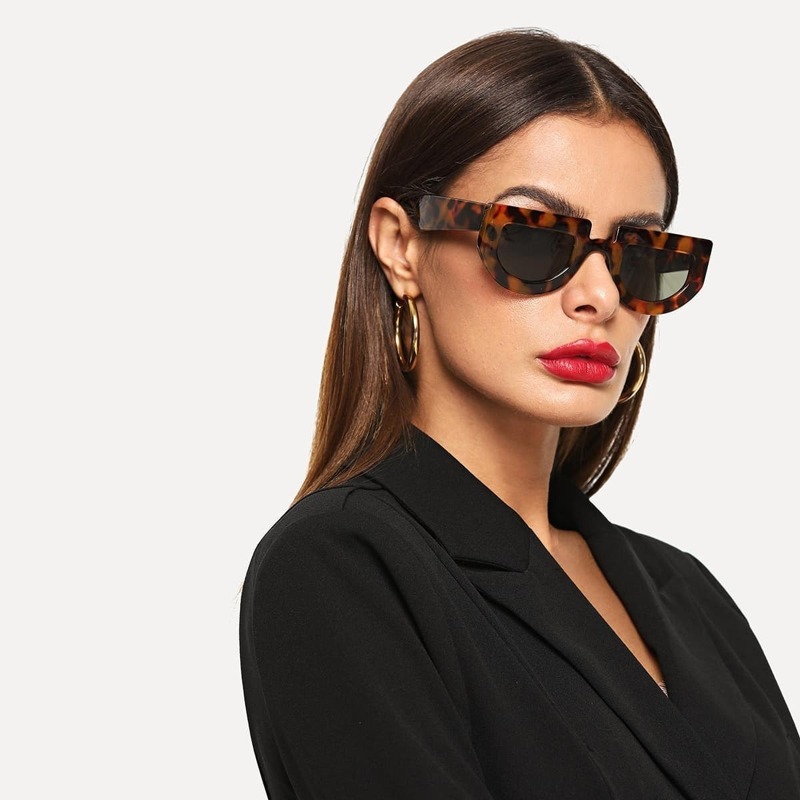 

Flat Top Chunky Frame Sunglasses, Multicolor