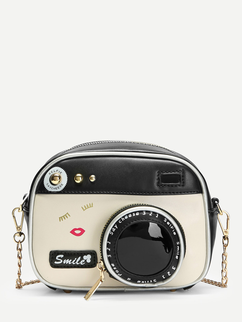

Camera Shaped Crossbody Chain Bag, Multicolor