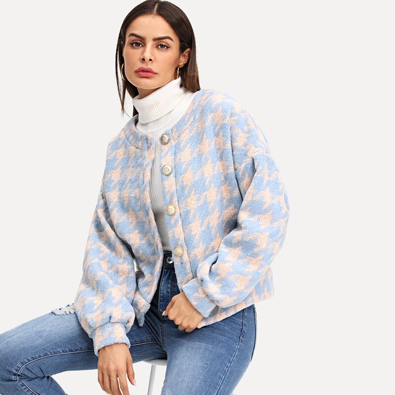 

Button Front Print Coat, Multicolor
