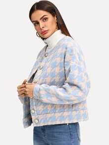 SHEIN Button Front Print Coat - Multicolor - View 3