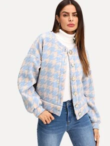 SHEIN Button Front Print Coat - Multicolor - View 4