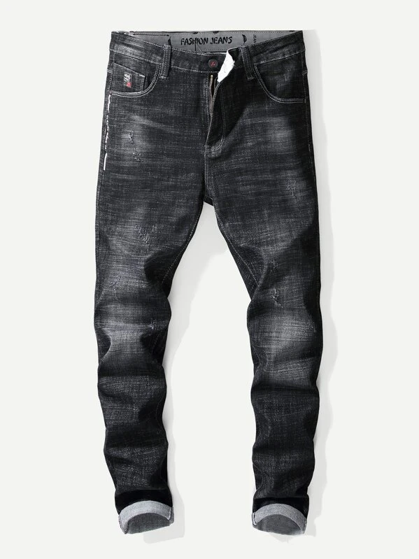 men plain slim jeans