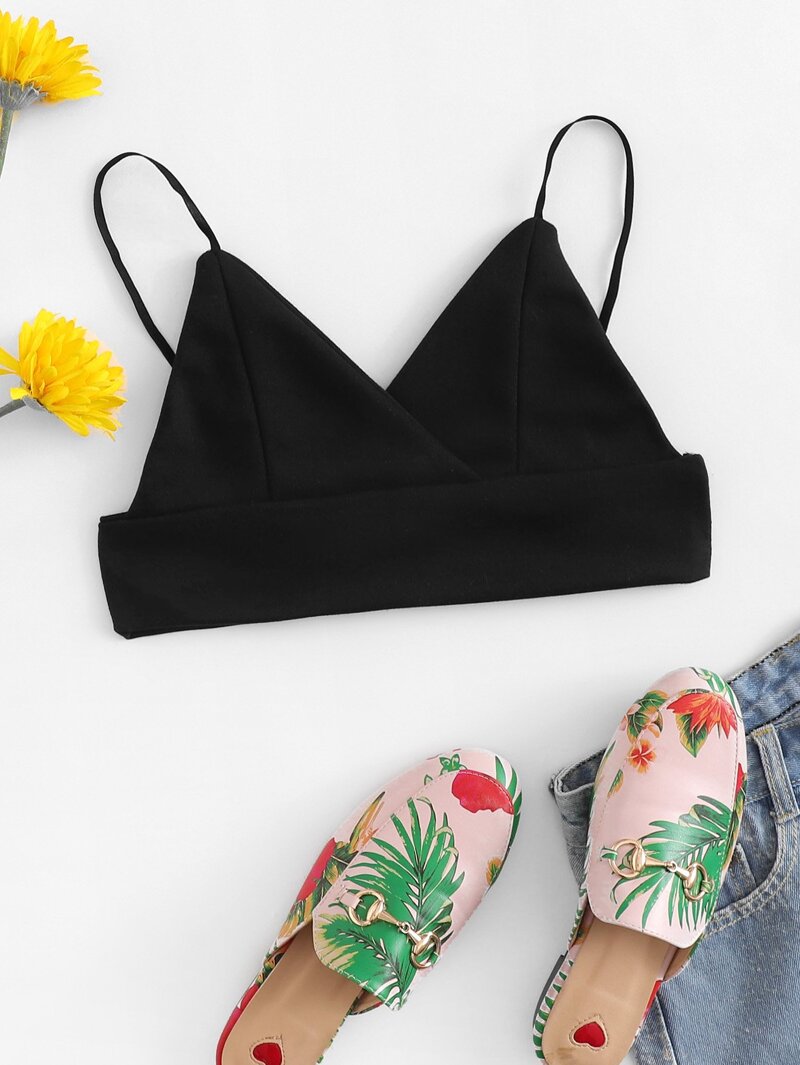 

Black V Neck Crop Cami Top