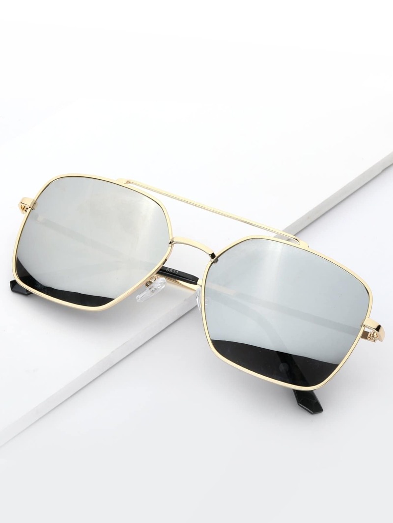 

Men Mirror Lens Top Bar Sunglasses, Grey