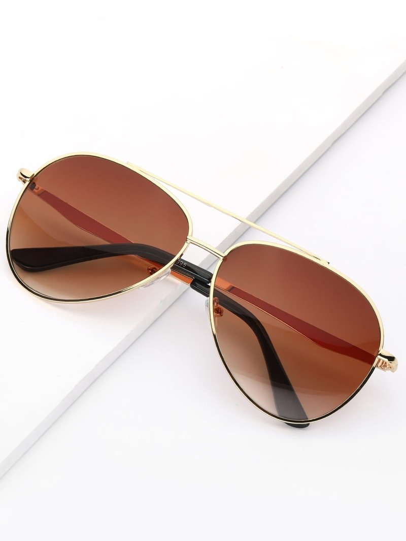 

Men Top Bar Aviator Sunglasses, Brown