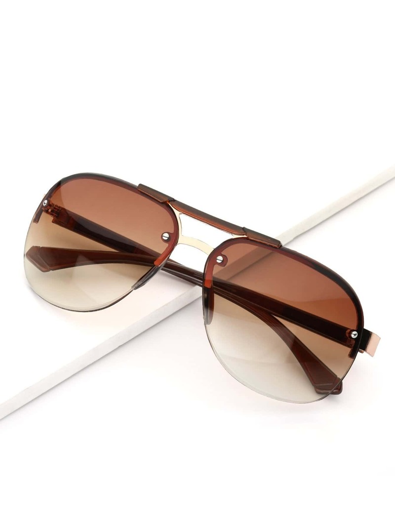 

Men Invisible Metal Frame Sunglasses, Brown