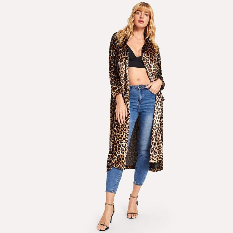 

Leopard Print Longline Coat, Multicolor