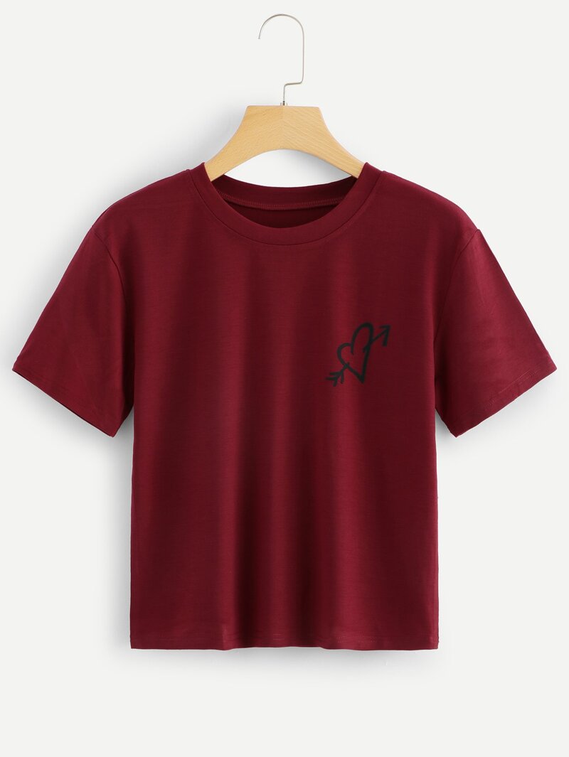 

Heart Print Tee, Burgundy