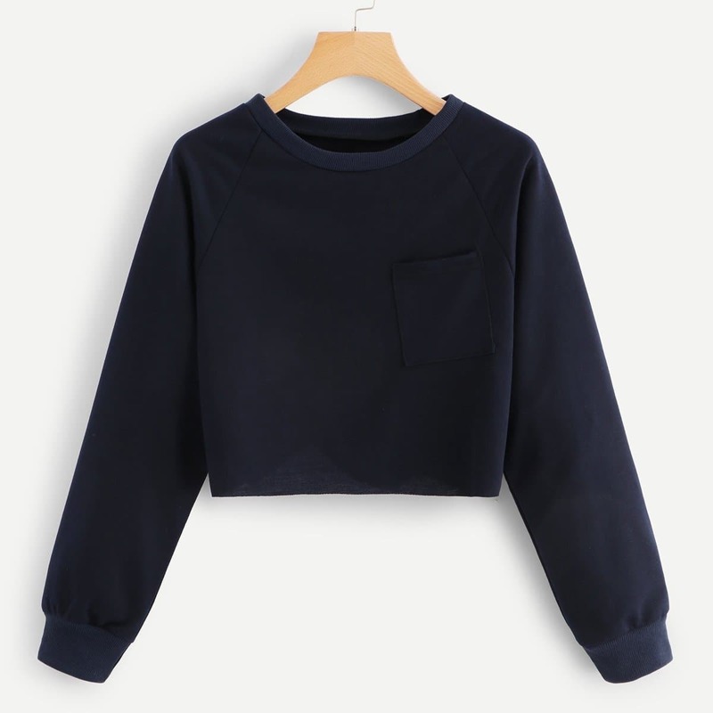 

Round Neck Solid Sweatshirt, Navy