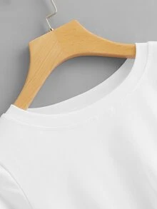 Twist Hem Solid Tee - White - View 4
