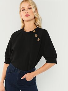 Button Front Raglan Sleeve Top