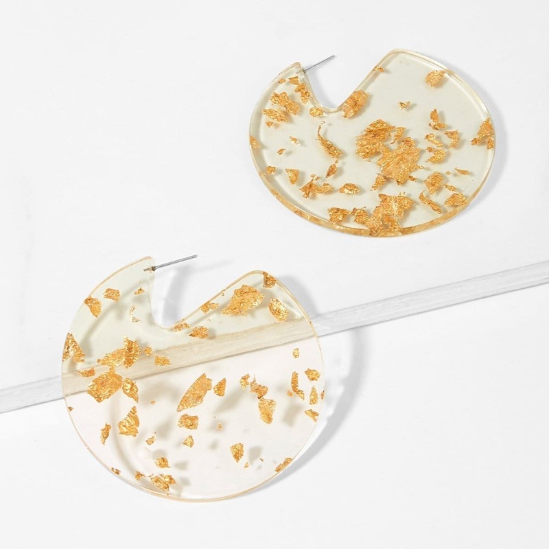 

Transparent Round Stud Earrings 1pair, Yellow