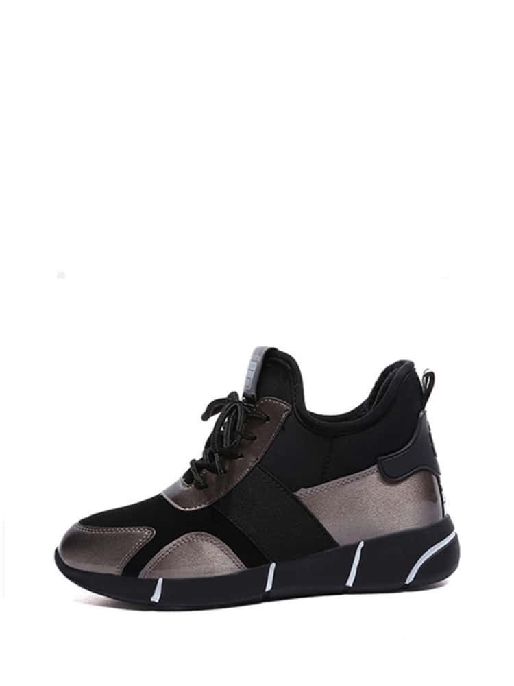 

Lace Up Rubber Sole Sneakers, Black
